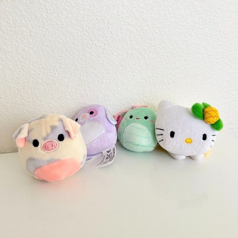 Hello Kitty Pineapple Squishmallow Squishville Plush Keychain McDonalds Lot of 4